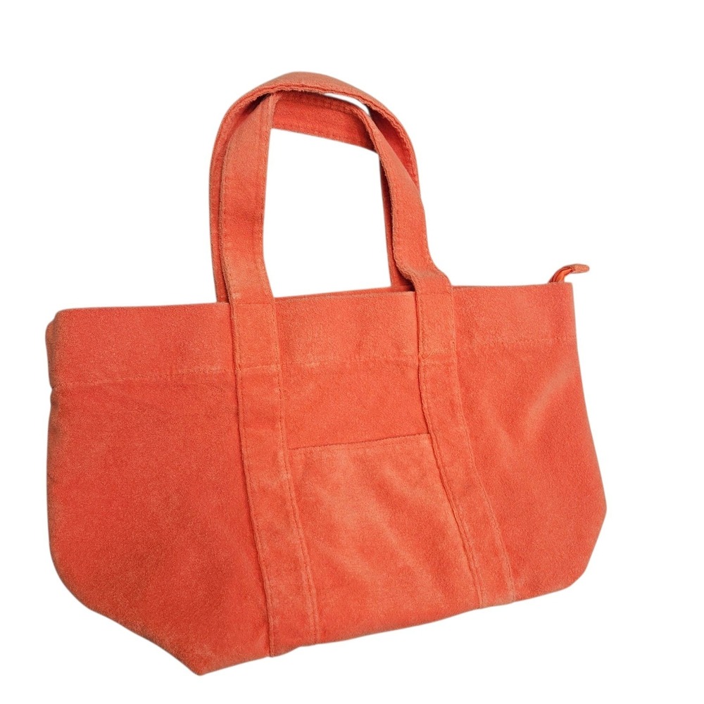 ShiraLeah Terry Cloth Tote Bag Orange Striped Lined Beach‎ Handbag Clean Pool